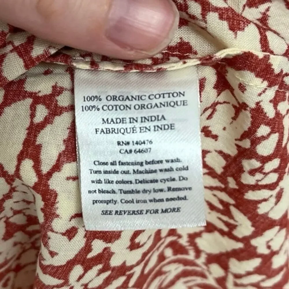 Faherty Carmel Floral Print Organic Cotton Midi Belted Flowy Shirtdress - Medium - Picture 13 of 15